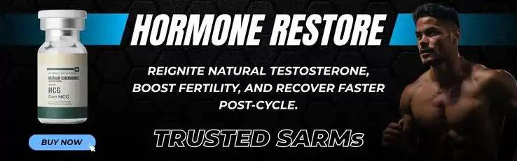 HORMONE RESTORE supplement to naturally increase testosterone, enhance muscle mass, and improve recovery post-cycle with trusted SARMs products from Trusted SARMs.