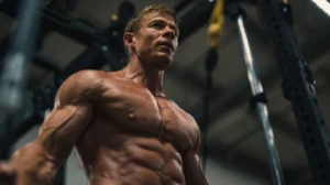 Caucasian Athlete doing controlled resistance training