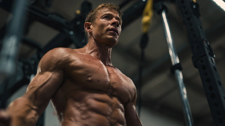 Caucasian Athlete doing controlled resistance training