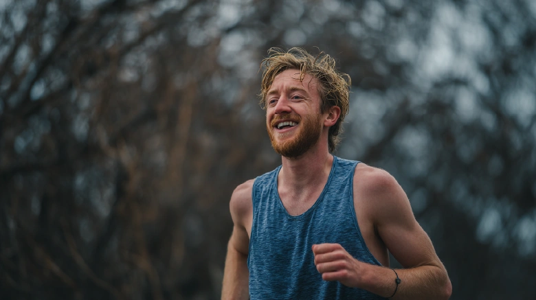 Caucasian Runner breath morning air
