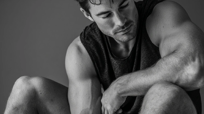 Caucasian Athlete seated post-workout