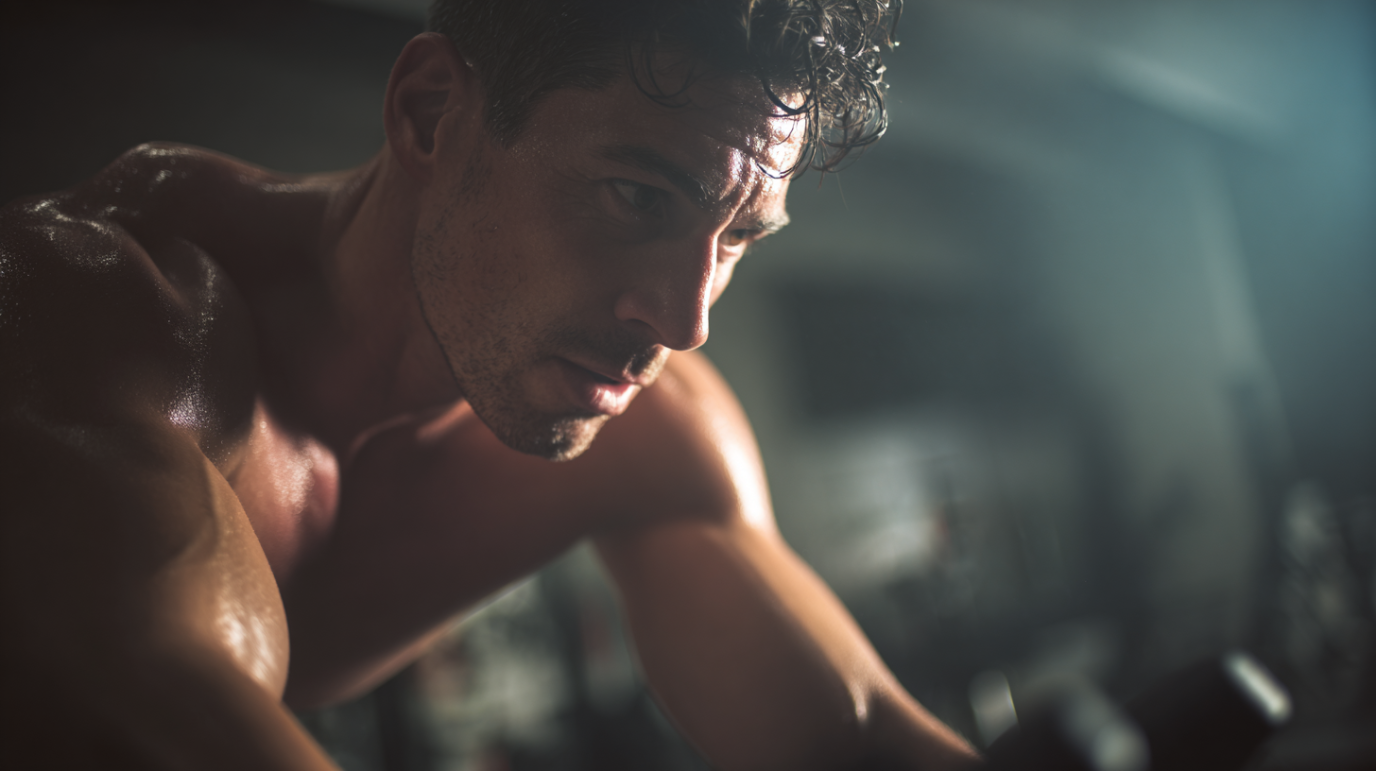 Canadian cyclist intensely working out