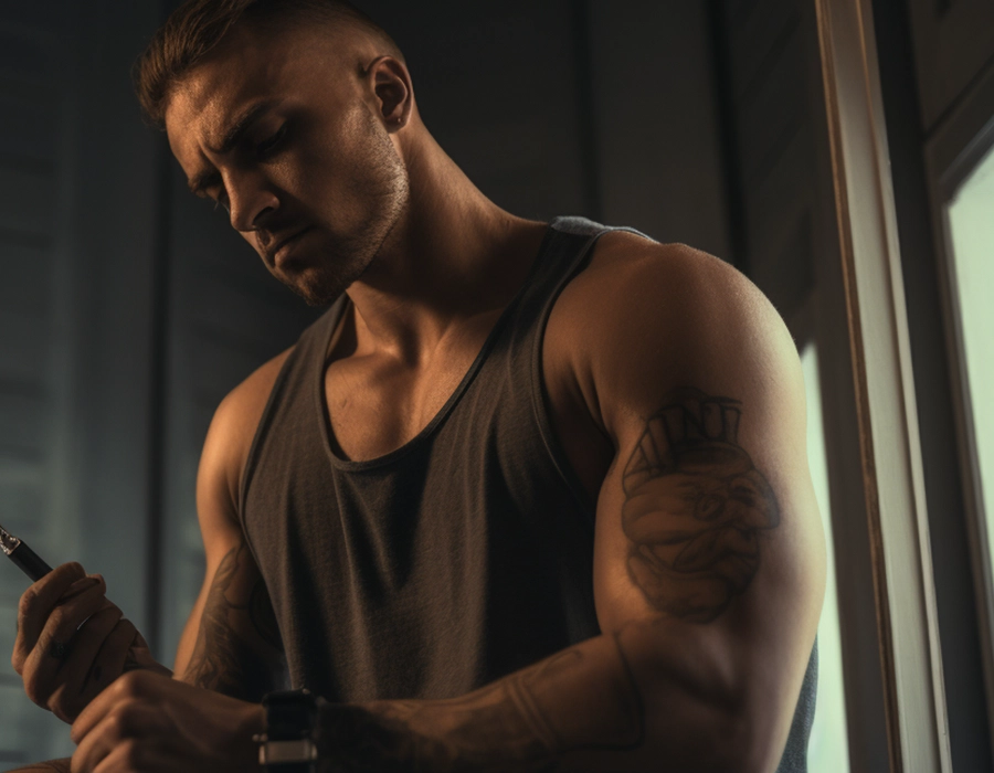 man about to administer injection