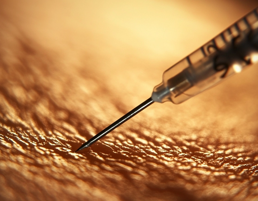 needle injection close up