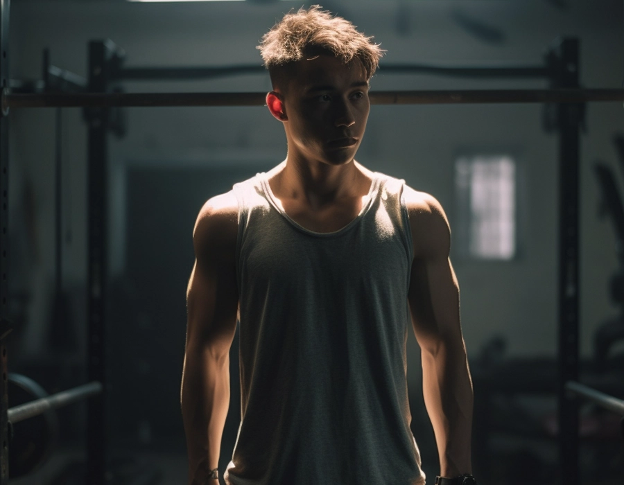 a skinny guy in the gym