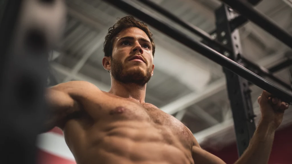Man resting after a pull ups