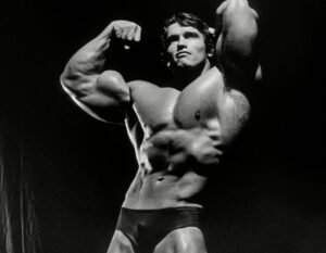 Arnold posing in a photoshoot