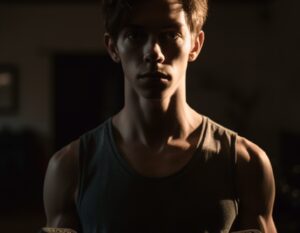 A skinny guy in the gym