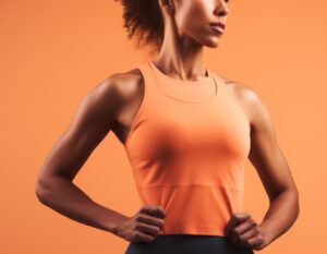 A 30 year old woman posing intensely