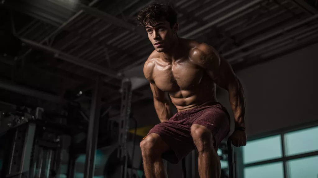 Adult man doing squats