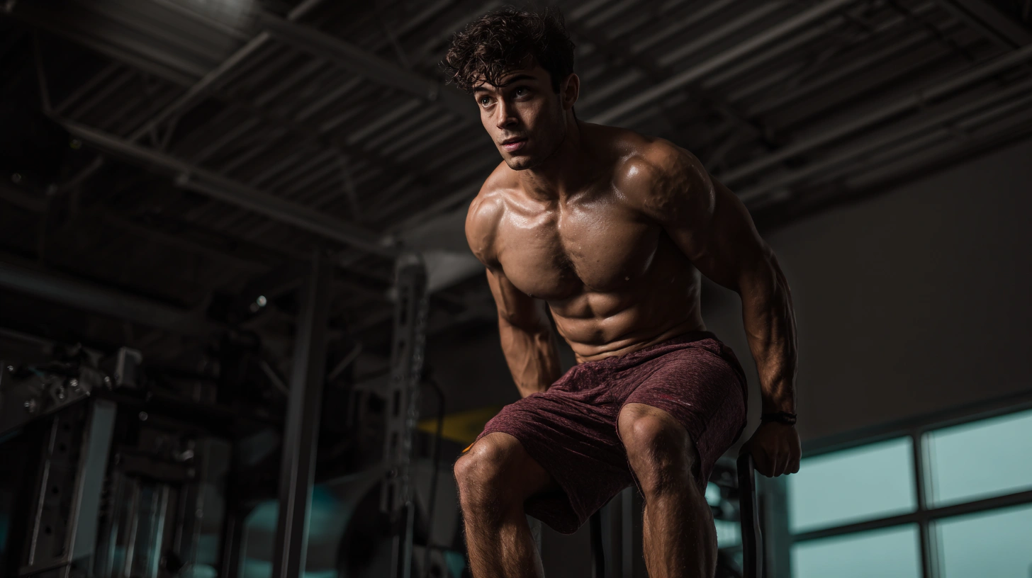 Adult man doing squats