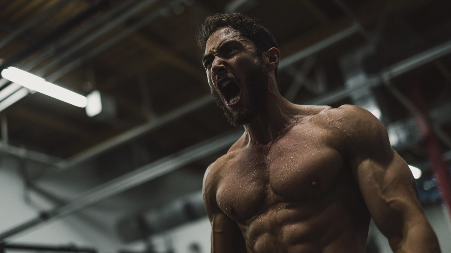 Bodybuilder shouting