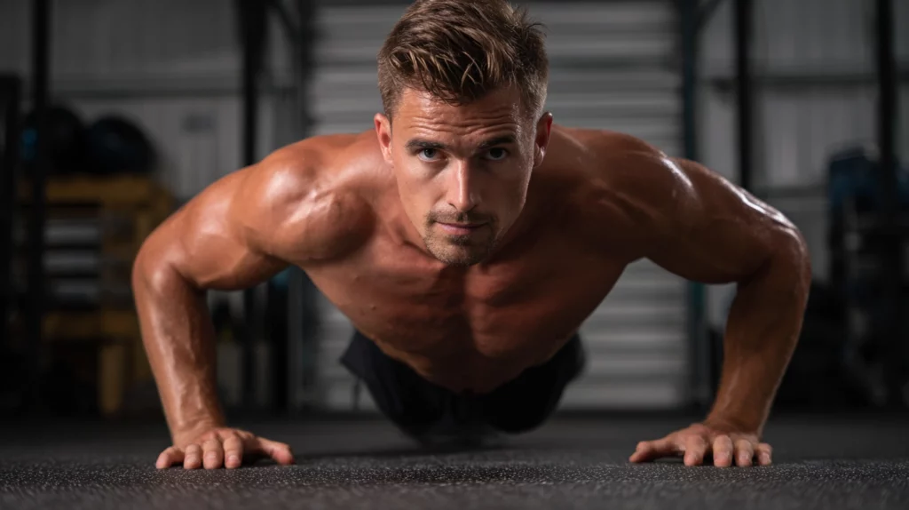 a man doing push ups