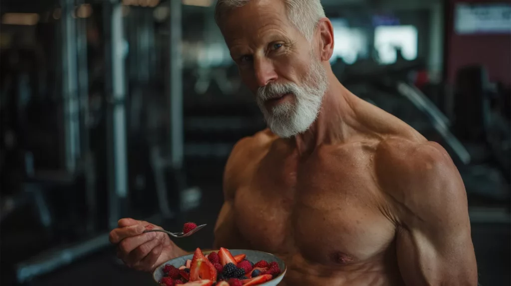 Old man having a healthy snack