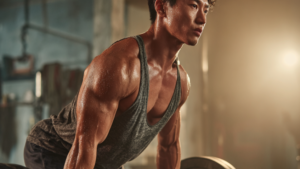 focused bodybuilder during reps