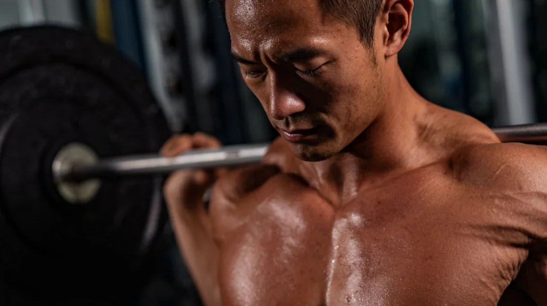 Asian Body Builder lifting weight