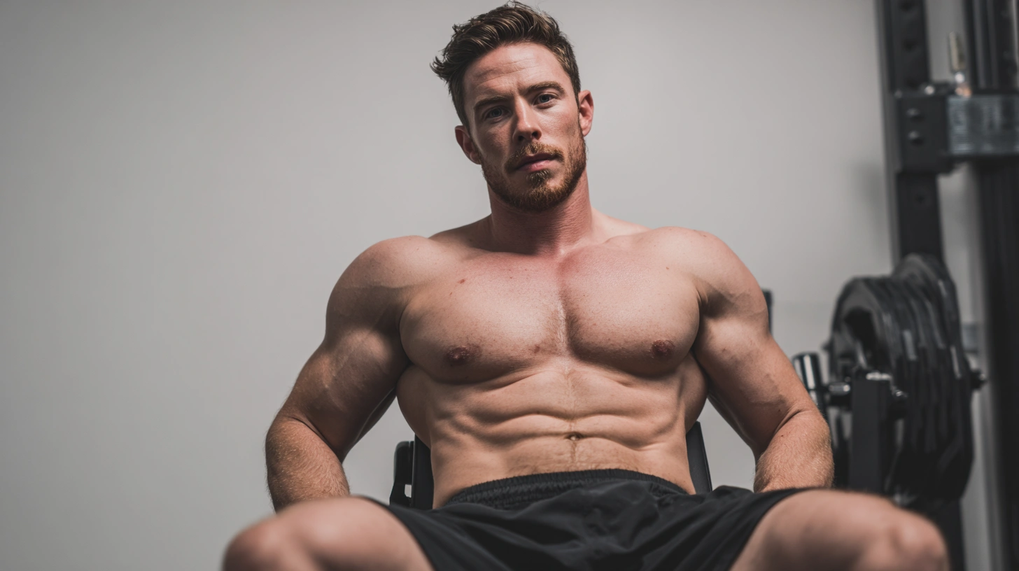 Bodybuilder sitting on this chair