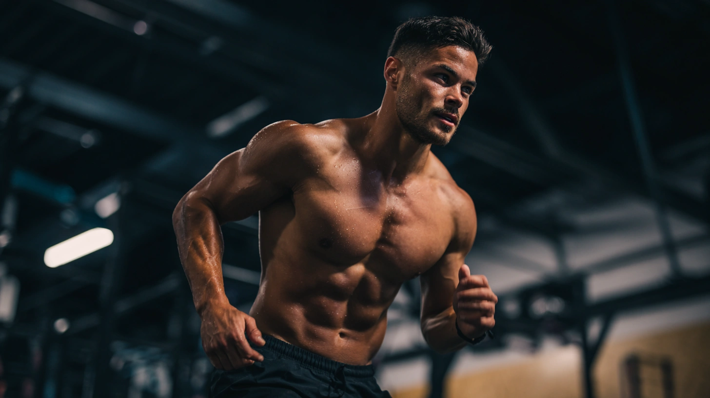 a man running in a gym