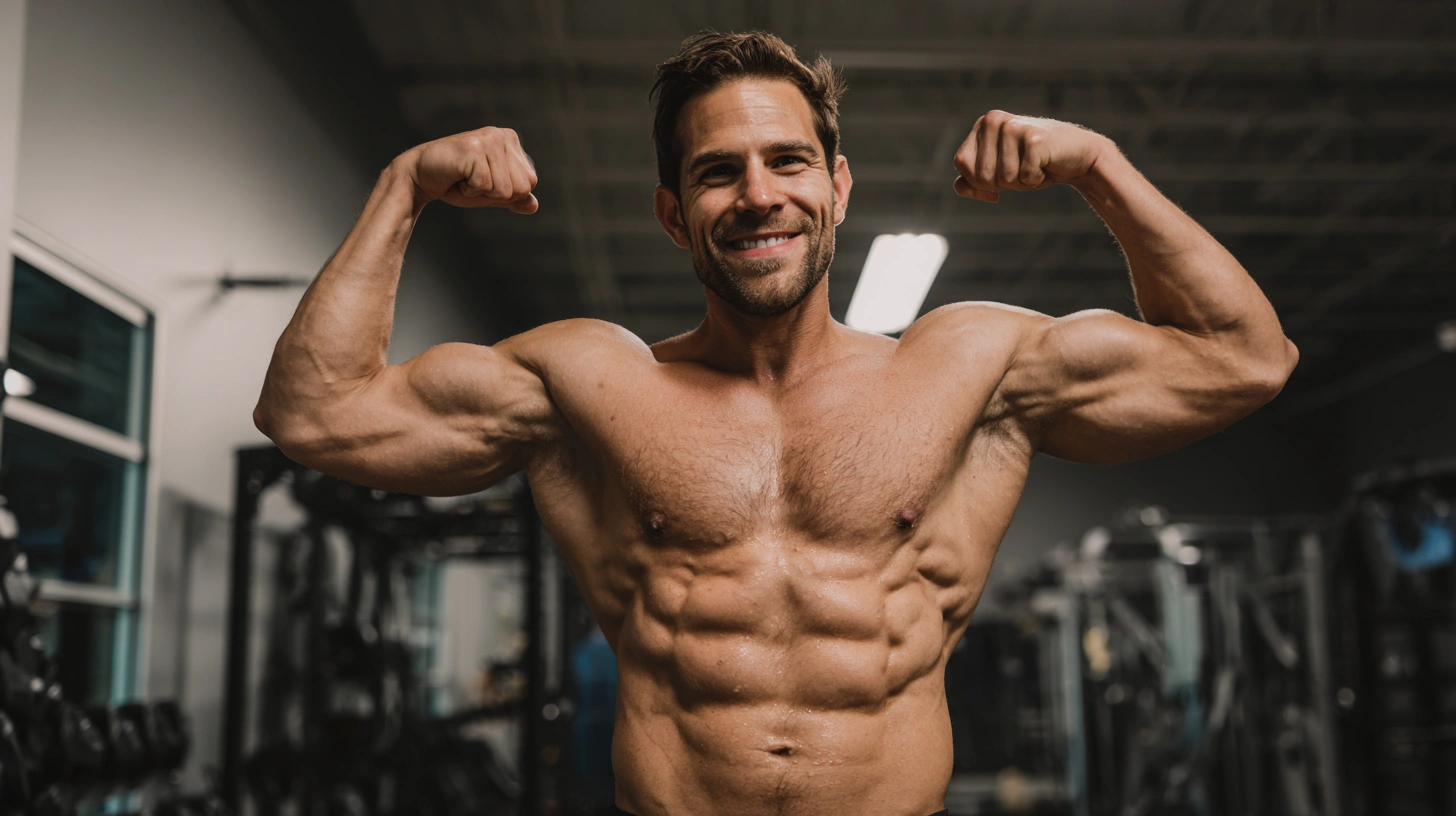Man flexing after his workout