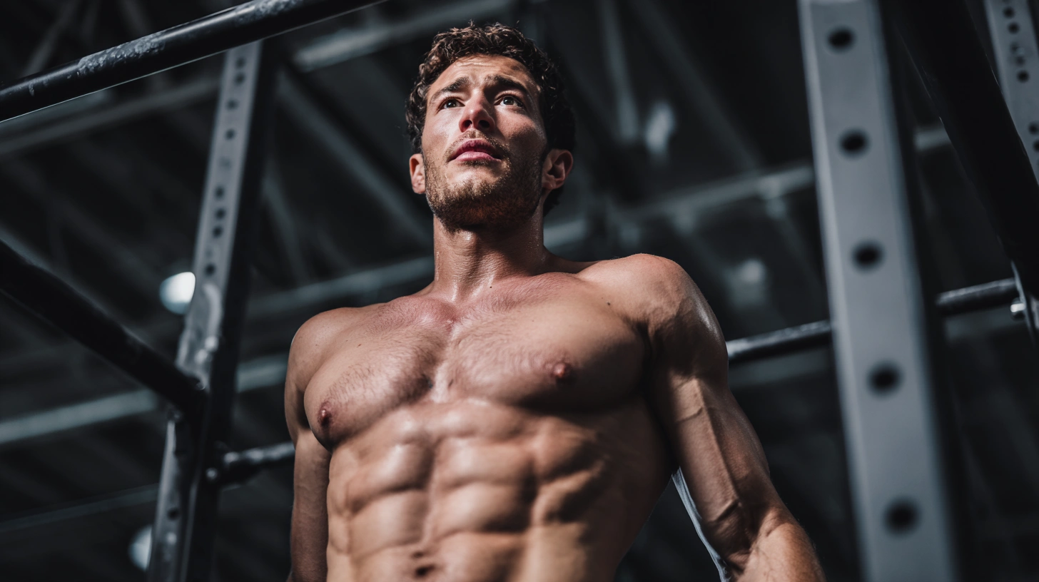 Man resting after his workout on a pull up bar