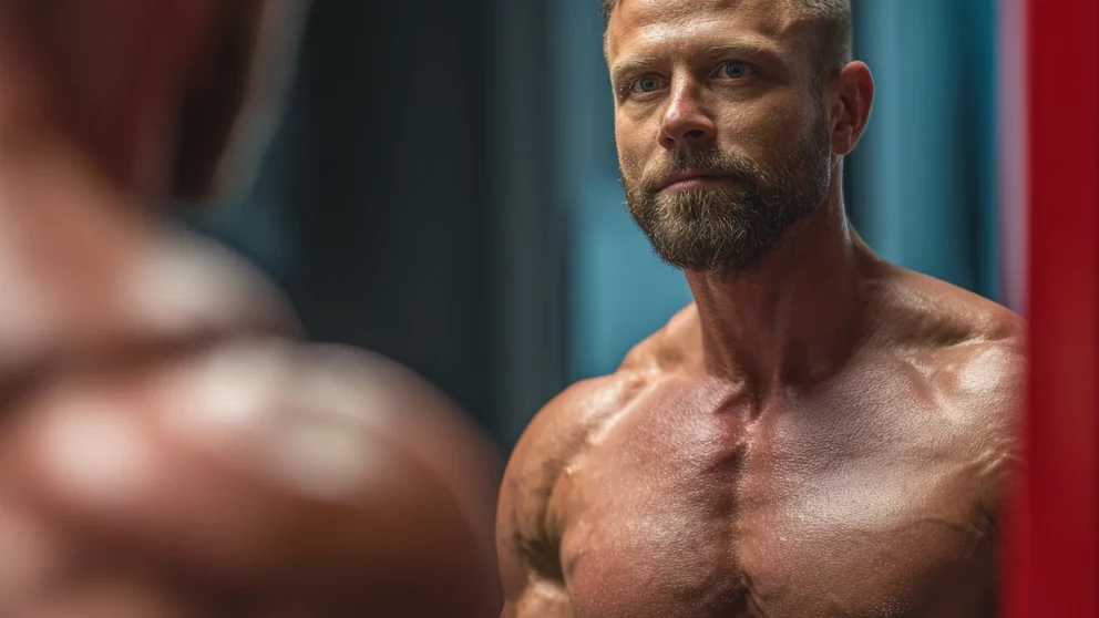 Man looking at the mirror