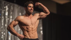 Young man flexing his muscles