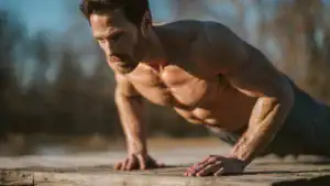A man doing pushups outdoors