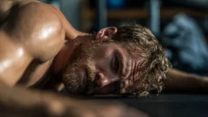 man totally exhausted from working out