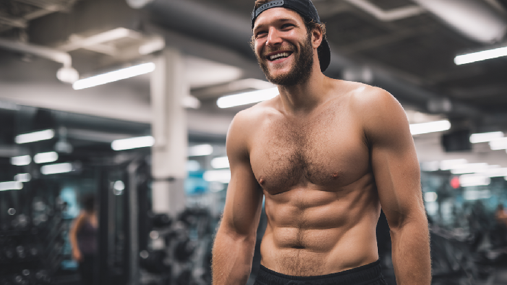 Man wearing cap smiling in the gym