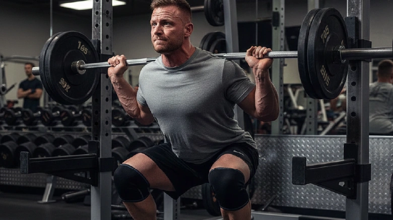 Caucasian Bodybuilder Performing Heavy Compound Lift